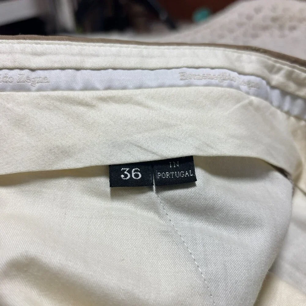Ermenegildo Zegna Men's Wool Tan Brown Dress Pants Pleated Front Sz 36R‎ 36x32